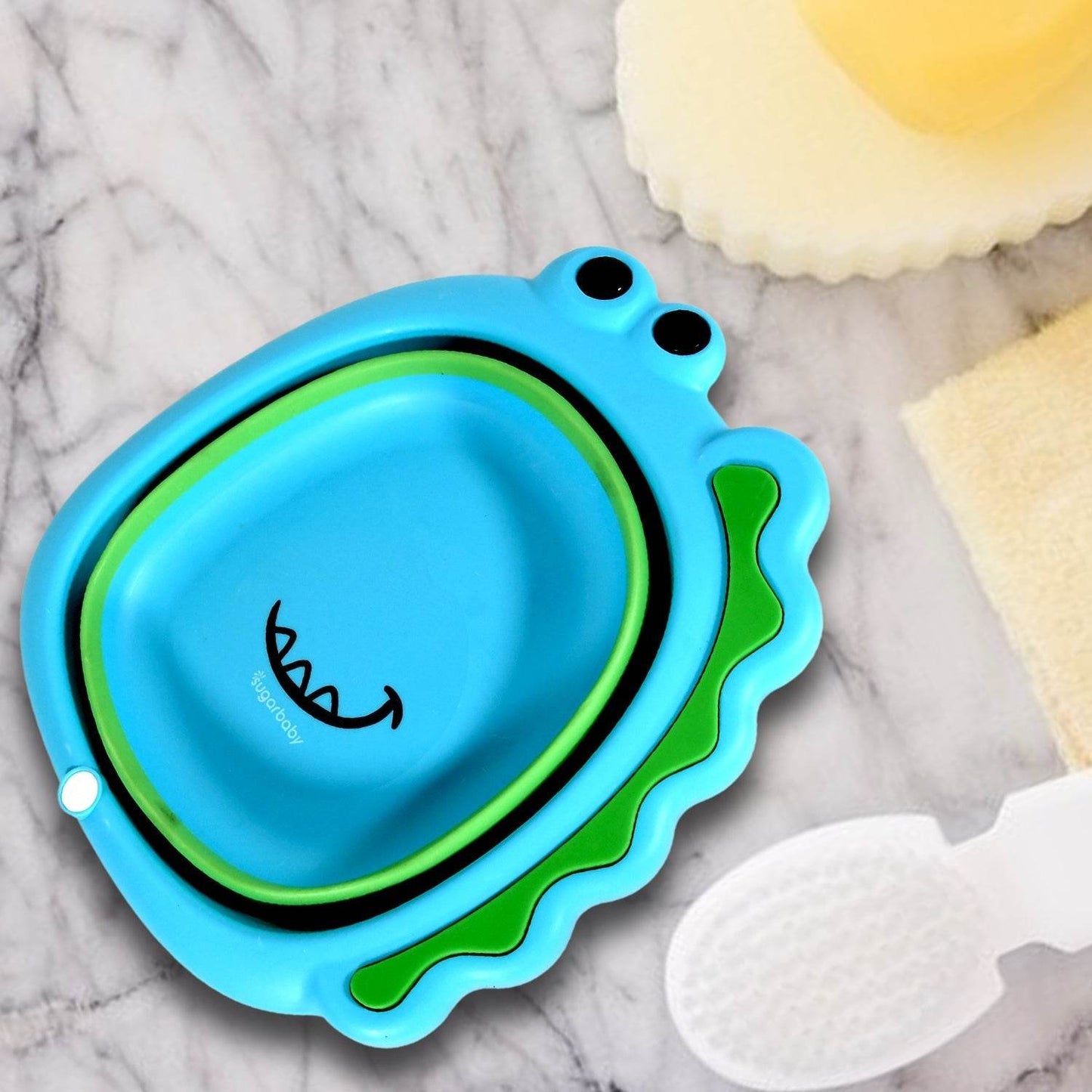 Frog Shape Wash Basin, Space Saving Multi Function Foldable Baby Wash basin Easy Clean Lightweight Thicken for Washing Face for Home (33×31Cm / 1 pc) - infinityexculsivestore.com