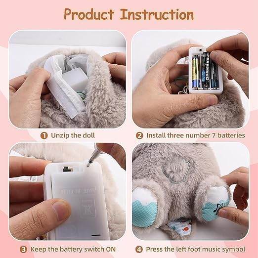 Fun4you Choco Bear Breathing Teddy Bear, Plush Baby Sleeping Toy with Music, Lights, Sounds & Heartbeat Effect (25 CM) | Gift for Babies & Toddlers | Soft Cuddly Stuffed Animal (Grey) - infinityexculsivestore.com