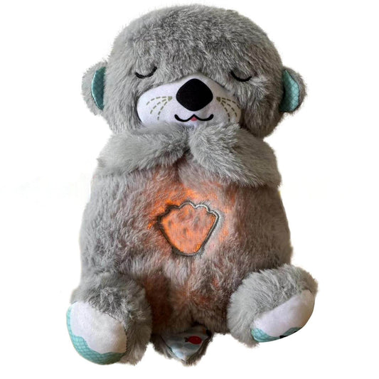 Fun4you Choco Bear Breathing Teddy Bear, Plush Baby Sleeping Toy with Music, Lights, Sounds & Heartbeat Effect (25 CM) | Gift for Babies & Toddlers | Soft Cuddly Stuffed Animal (Grey) - infinityexculsivestore.com