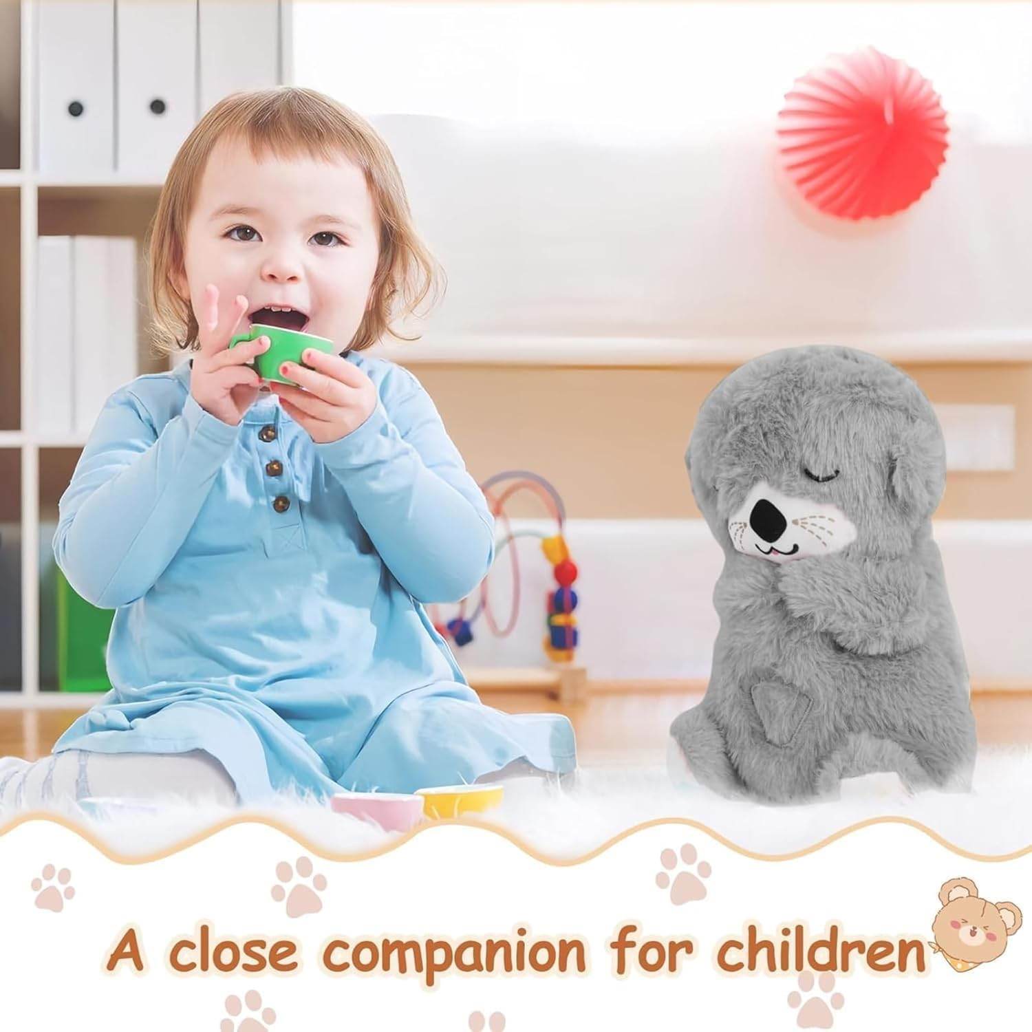 Fun4you Choco Bear Breathing Teddy Bear, Plush Baby Sleeping Toy with Music, Lights, Sounds & Heartbeat Effect (25 CM) | Gift for Babies & Toddlers | Soft Cuddly Stuffed Animal (Grey) - infinityexculsivestore.com