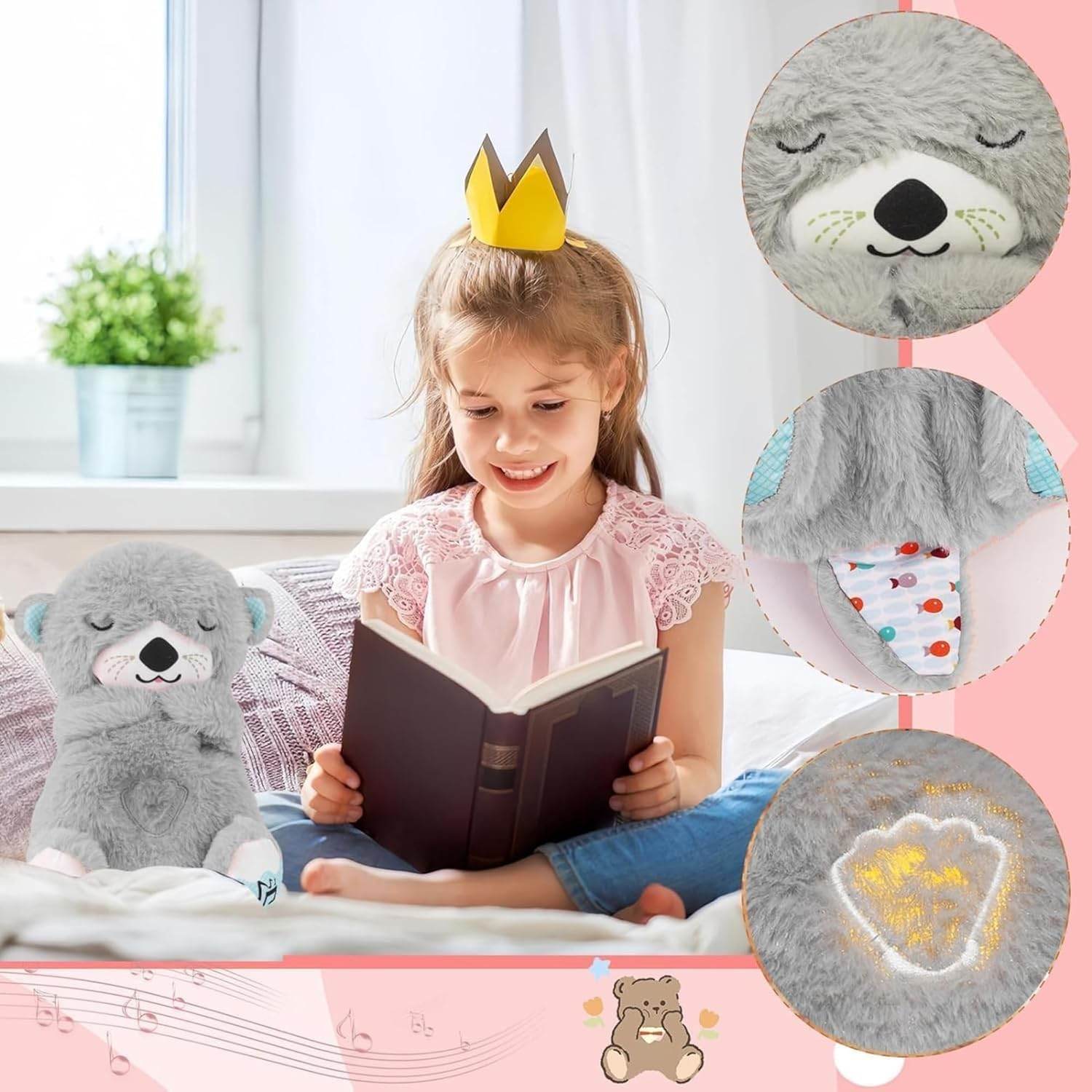 Fun4you Choco Bear Breathing Teddy Bear, Plush Baby Sleeping Toy with Music, Lights, Sounds & Heartbeat Effect (25 CM) | Gift for Babies & Toddlers | Soft Cuddly Stuffed Animal (Grey) - infinityexculsivestore.com
