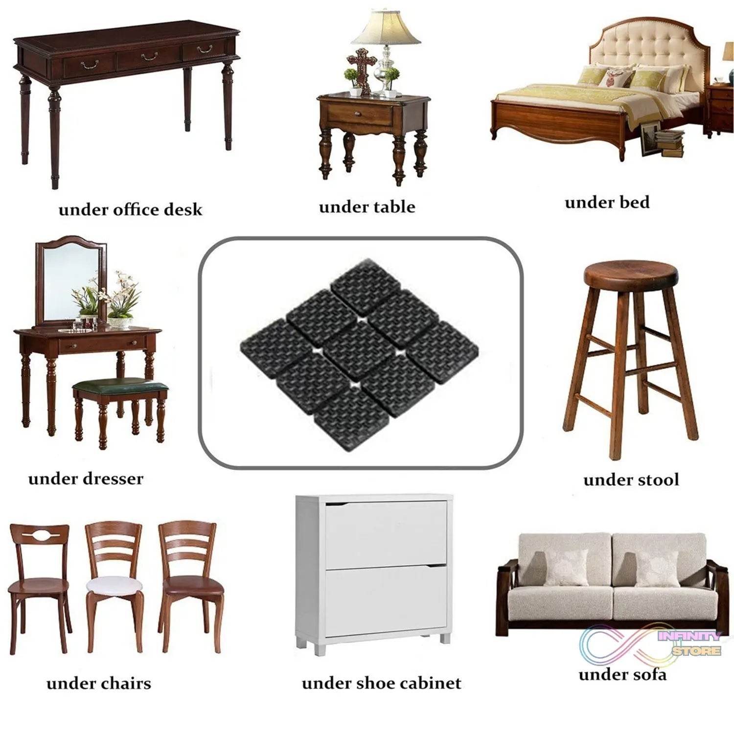 Furniture Protection Pad Furniture Anti Slip Floor Protection (9 Pcs Set) - infinityexculsivestore.com