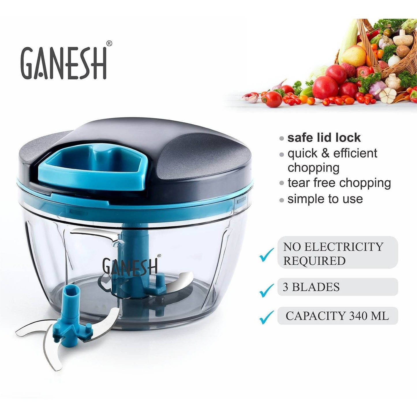 GANESH Wonder Chopper, Grey (470Ml) - infinityexculsivestore.com