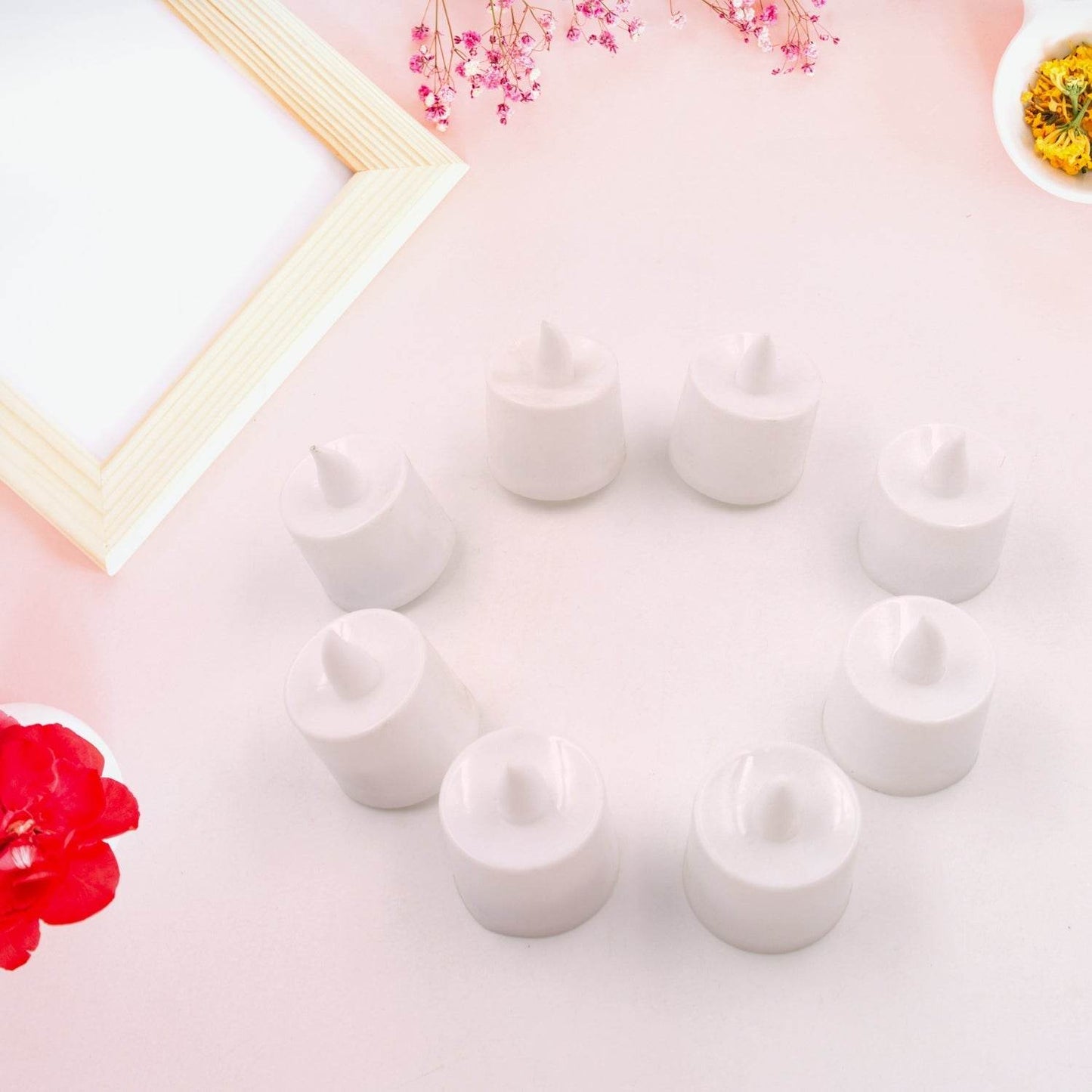 GREEN FLAMELESS LED TEALIGHTS, SMOKELESS PLASTIC DECORATIVE CANDLES - LED TEA LIGHT CANDLE FOR HOME DECORATION (PACK OF 8) - infinityexculsivestore.com