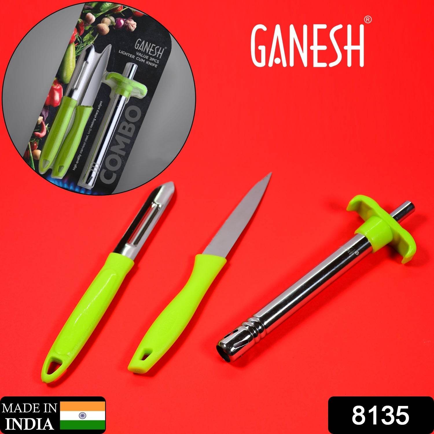 Ganesh 3pc Lighter Cum knife and peeler. - infinityexculsivestore.com