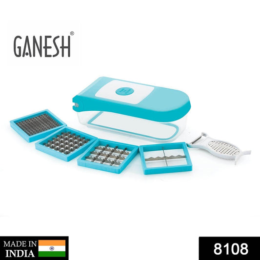 Ganesh 7 in 1 Plastic Vegetable Dicer, Blue - infinityexculsivestore.com