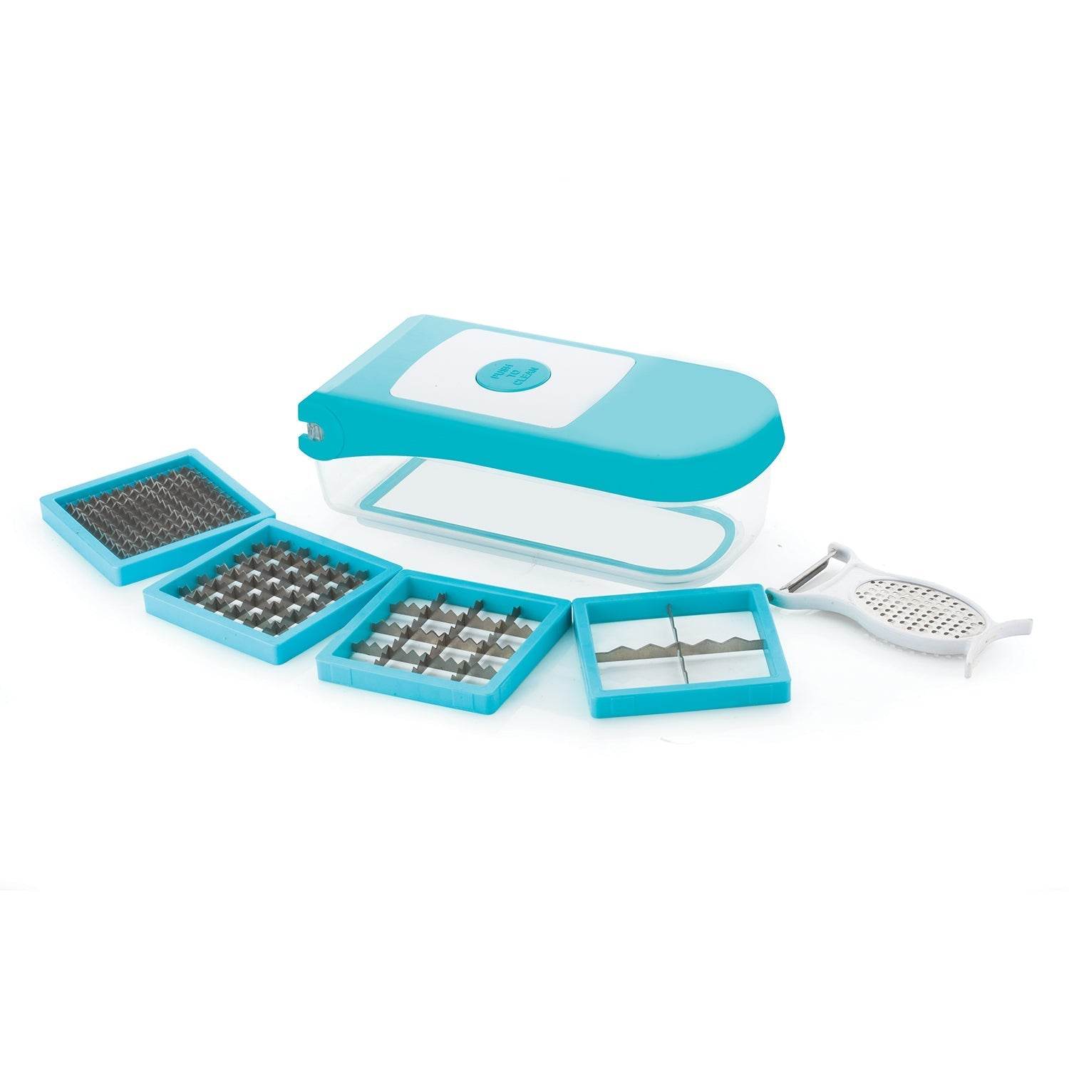 Ganesh 7 in 1 Plastic Vegetable Dicer, Blue - infinityexculsivestore.com
