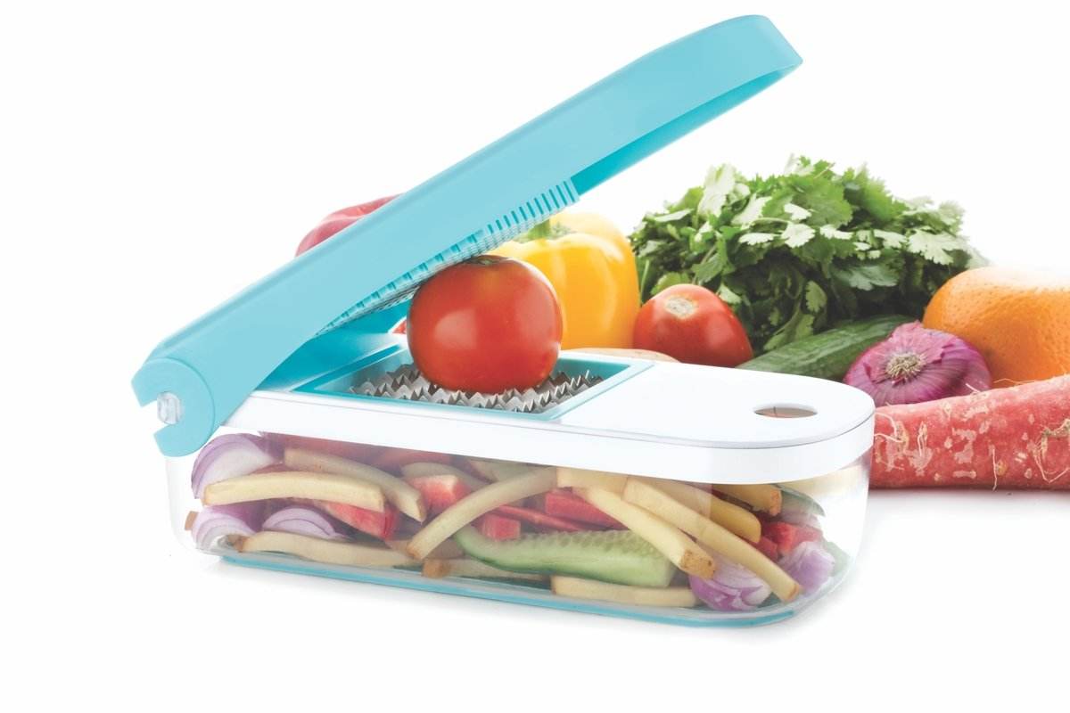 Ganesh 7 in 1 Plastic Vegetable Dicer, Blue - infinityexculsivestore.com