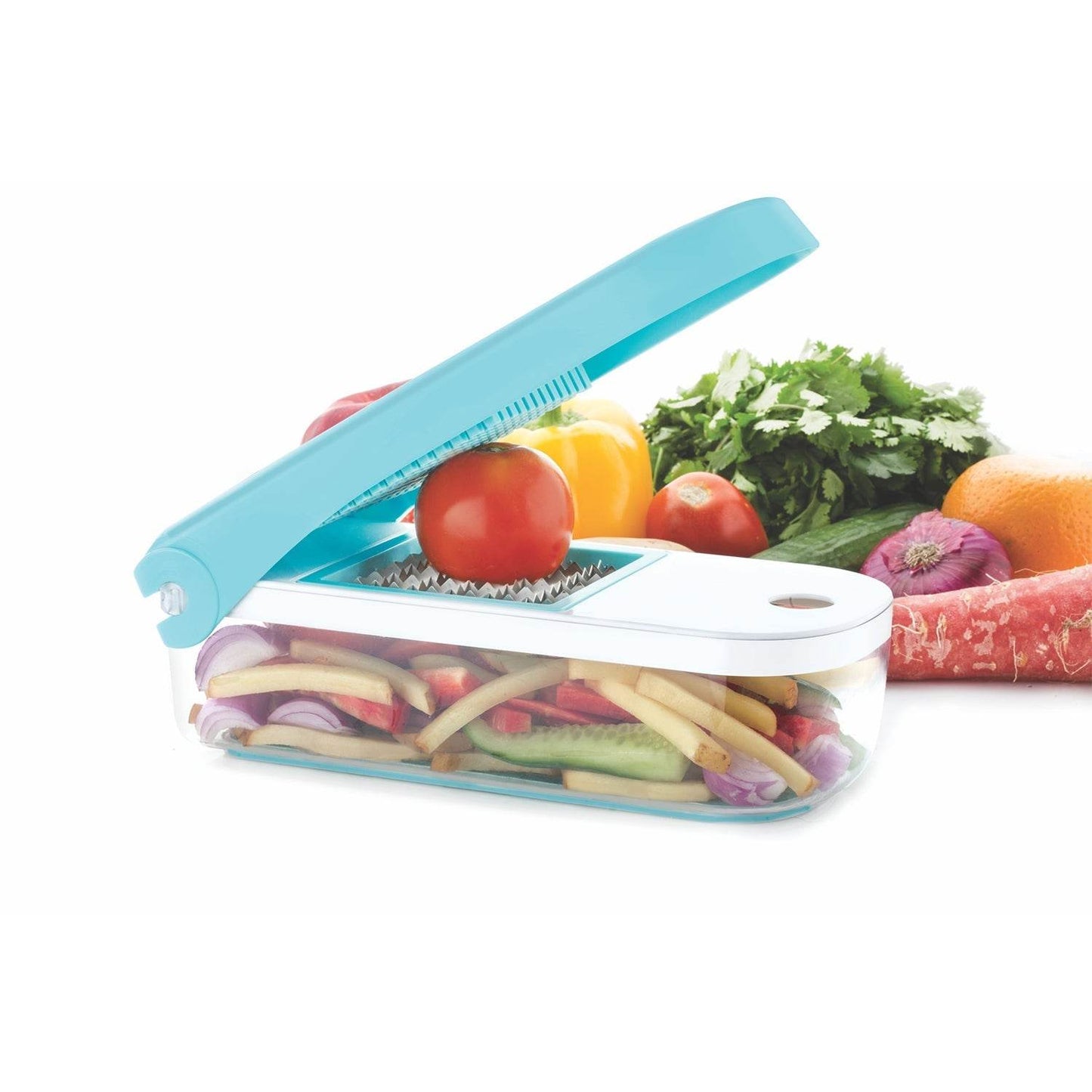 Ganesh 7 in 1 Plastic Vegetable Dicer, Blue - infinityexculsivestore.com