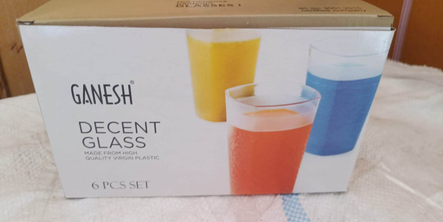 Ganesh Decent Glass, 350ml, Set of 6 - infinityexculsivestore.com
