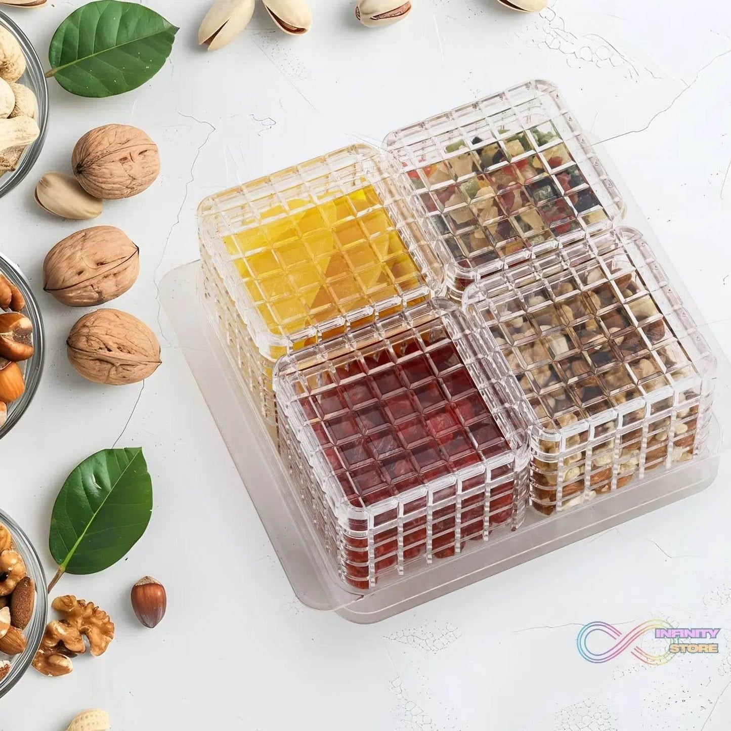 Ganesh Multipurpose Gift Set, Dry fruit (4 Pcs Set / With Tray) - infinityexculsivestore.com