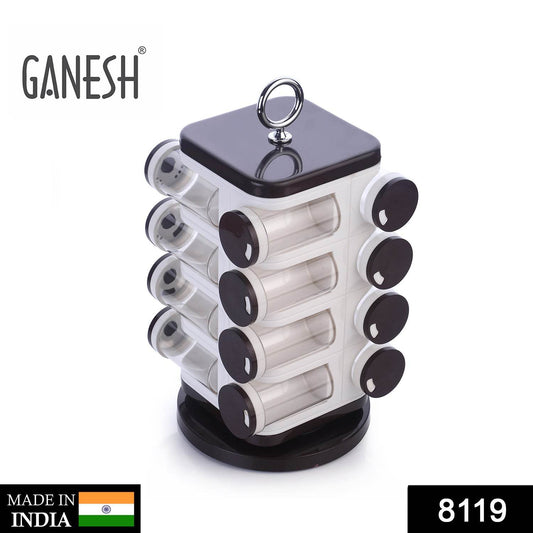Ganesh Multipurpose Revolving Spice Rack With 16 Pcs Dispenser each 100 ml Plastic Spice ABS Material 1 Piece Spice Set 1 Piece Spice Set (Plastic) - infinityexculsivestore.com