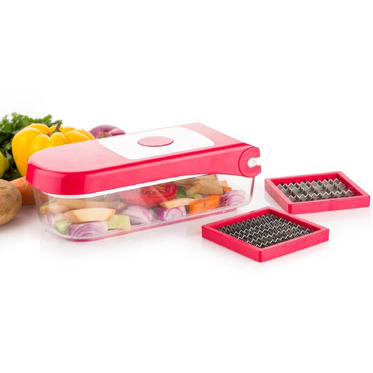 Ganesh Plastic Chopper Vegetable and Fruit Cutter, Red - infinityexculsivestore.com