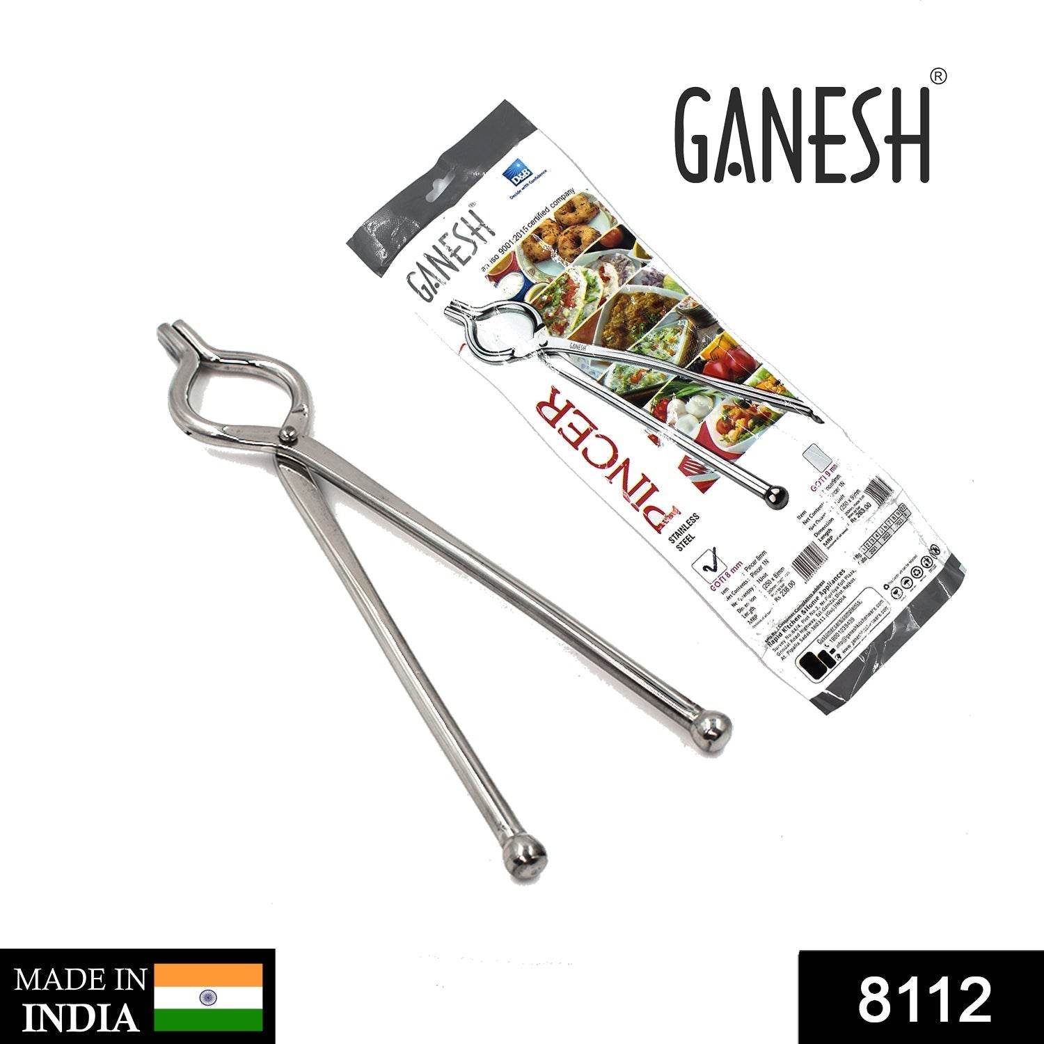 Ganesh Premium Quality Unbreakable Stainless Steel Goti Sandsi / Sansi / Pakkad / Pincer / Chimta / Tongs / Utensil Holder Smart Kitchen Tool - 8mm - infinityexculsivestore.com