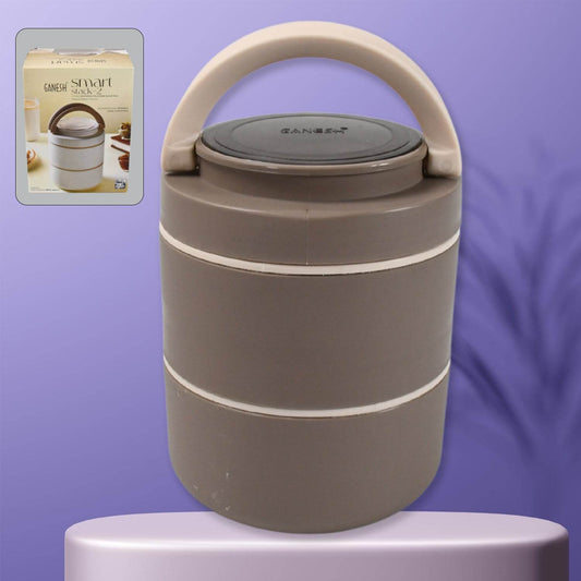 Ganesh Smart Stack 2 Layer Portable Lunch Box Stainless Steel Airtight Leak-Proof Lunch Box for Office, School, Picnic: Color May Vary (2 Layer) - infinityexculsivestore.com