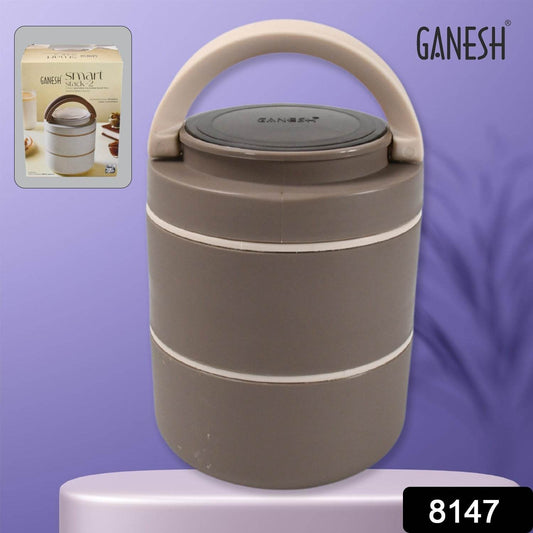 Ganesh Smart Stack 2 Layer Portable Lunch Box Stainless Steel Airtight Leak-Proof Lunch Box for Office, School, Picnic: Color May Vary (2 Layer) - infinityexculsivestore.com