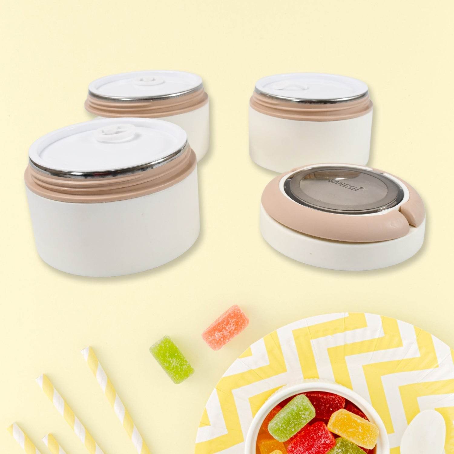 Ganesh Smart Stack 3 Layer Portable Lunch Box Stainless Steel Airtight Leak-Proof Lunch Box for Office, School, Picnic: Color May Vary (3 Layer) - infinityexculsivestore.com