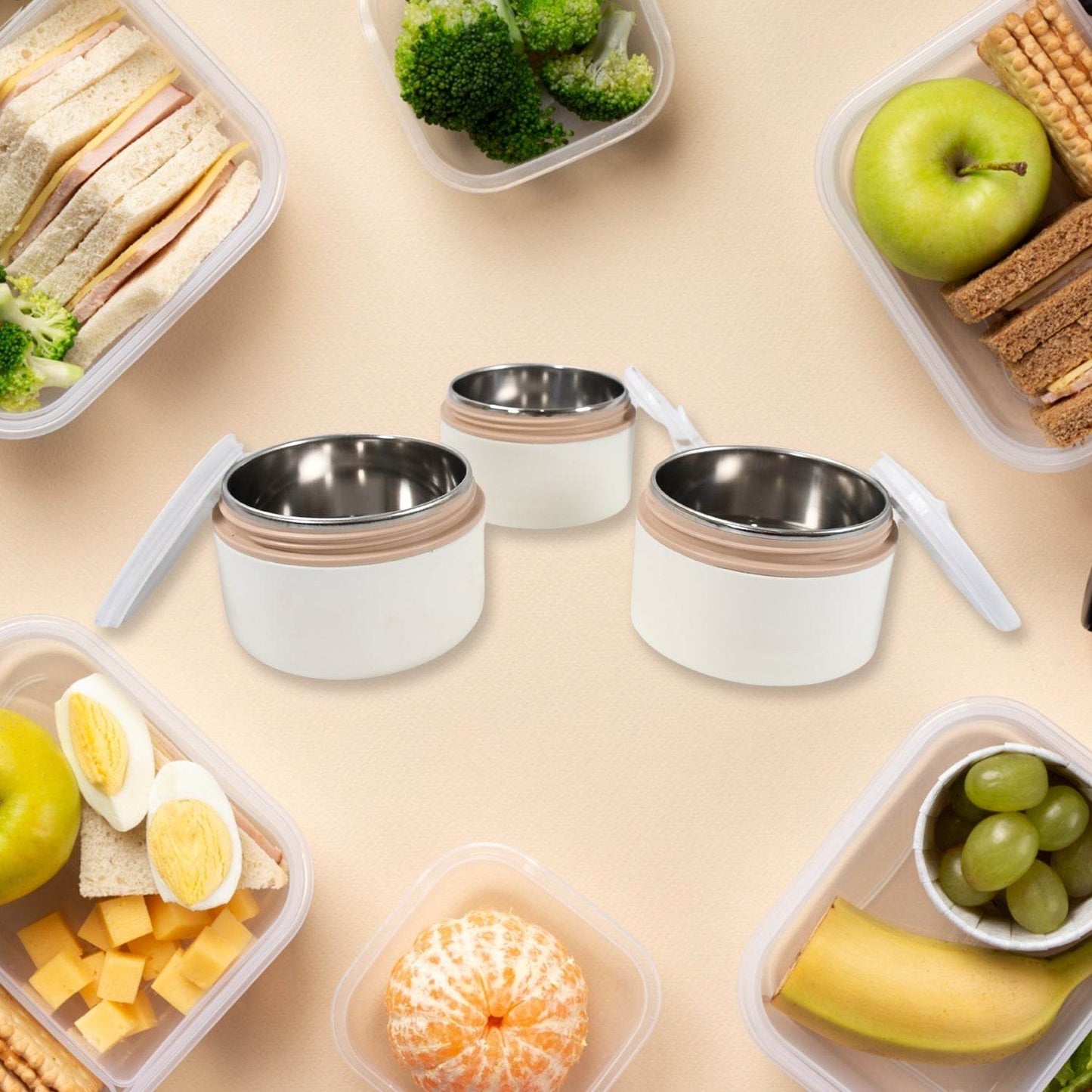 Ganesh Smart Stack 3 Layer Portable Lunch Box Stainless Steel Airtight Leak-Proof Lunch Box for Office, School, Picnic: Color May Vary (3 Layer) - infinityexculsivestore.com