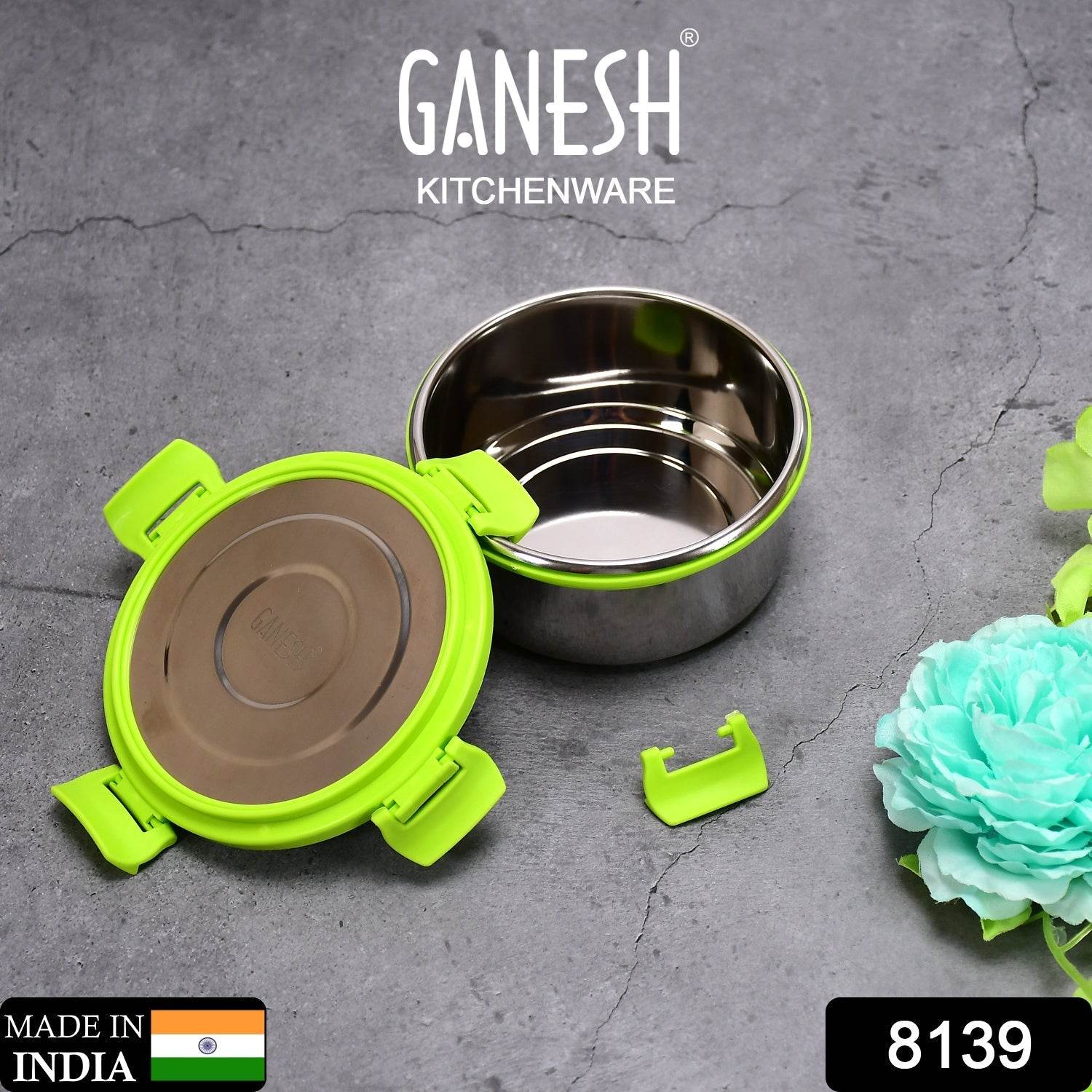 Ganesh Solo round 400 Stainless Steel Leak proof airtight Lunch Pack for Office & School Use - infinityexculsivestore.com