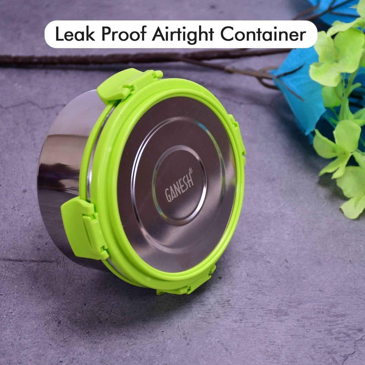 Ganesh Solo round 400 Stainless Steel Leak proof airtight Lunch Pack for Office & School Use - infinityexculsivestore.com