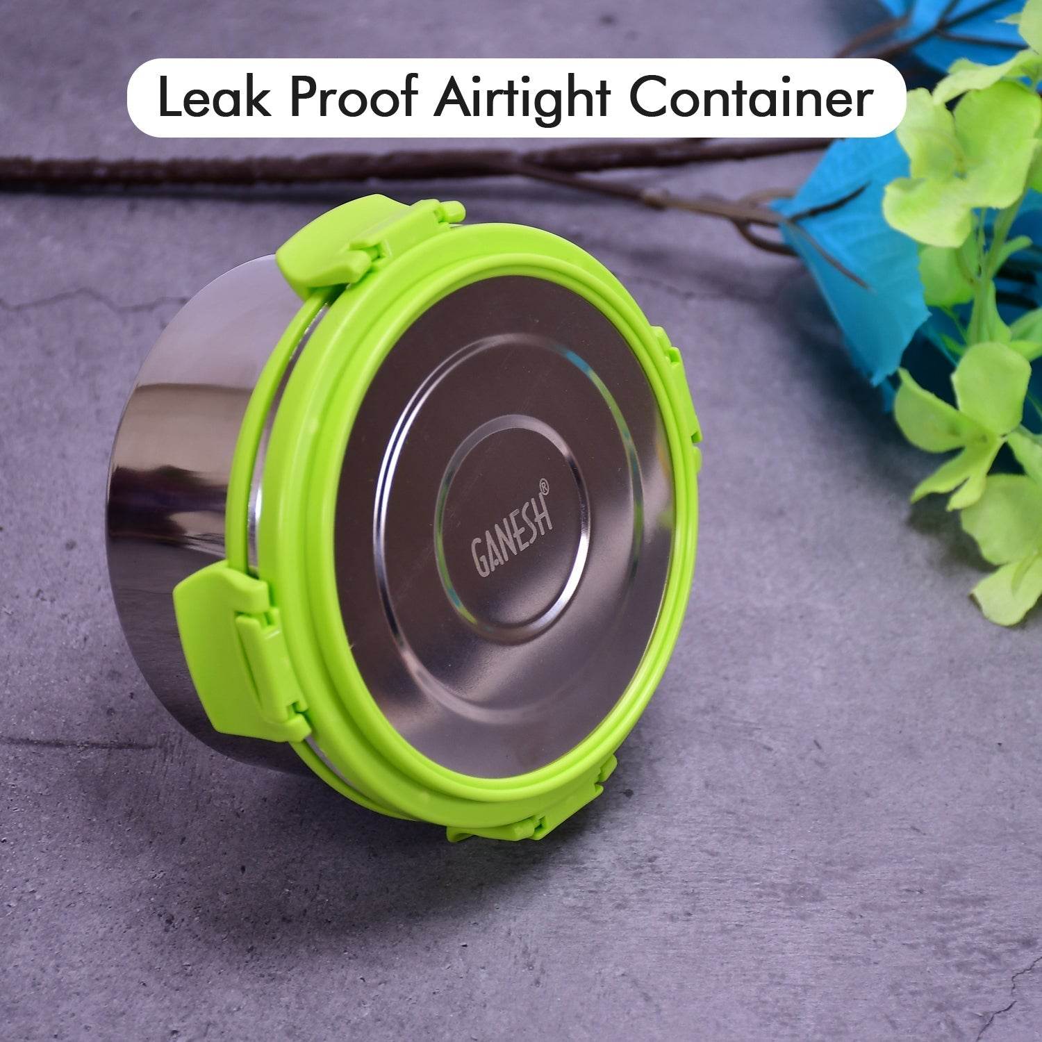 Ganesh Solo round 400 Stainless Steel Leak proof airtight Lunch Pack for Office & School Use - infinityexculsivestore.com
