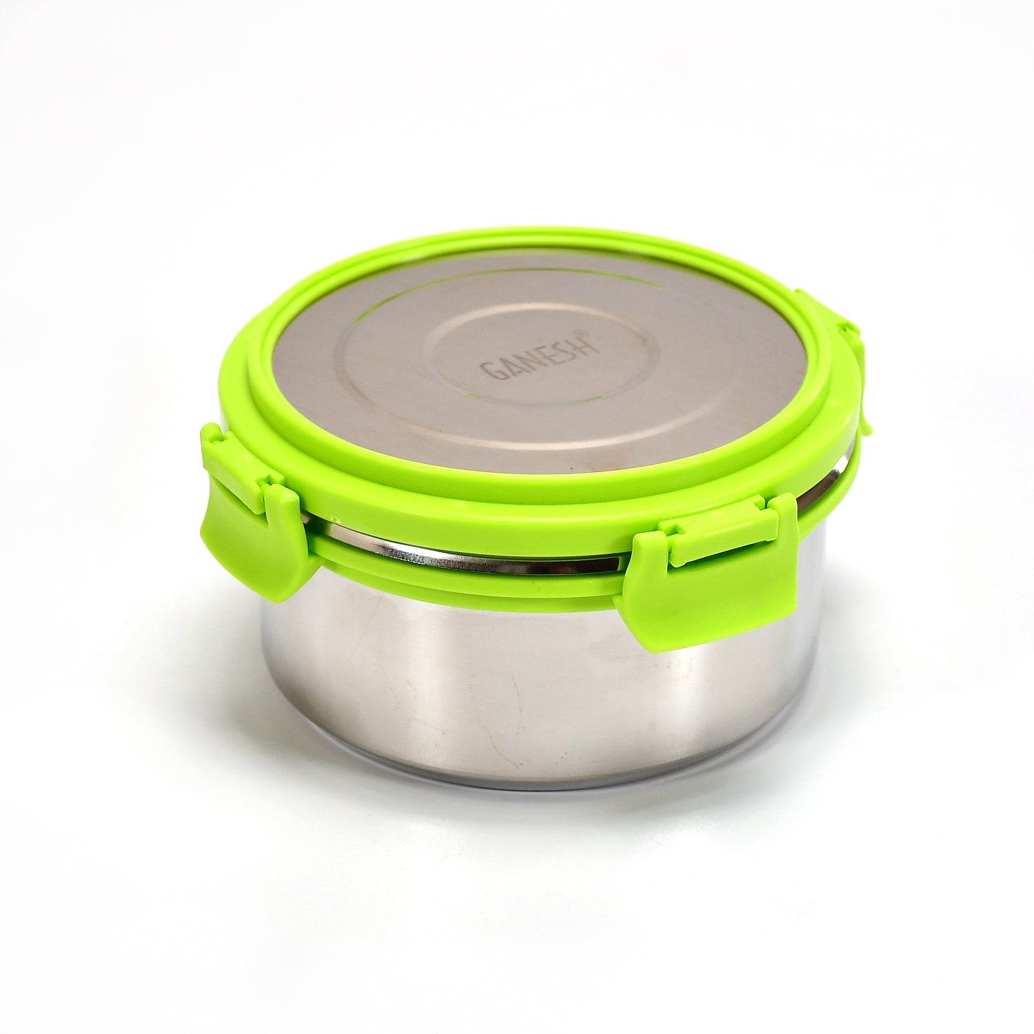 Ganesh Solo round 400 Stainless Steel Leak proof airtight Lunch Pack for Office & School Use - infinityexculsivestore.com