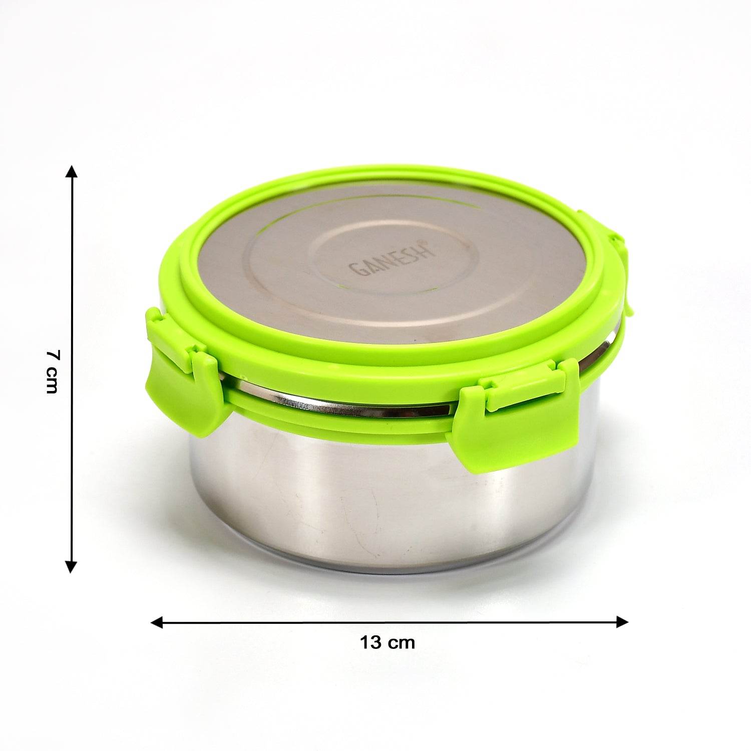 Ganesh Solo round 400 Stainless Steel Leak proof airtight Lunch Pack for Office & School Use - infinityexculsivestore.com