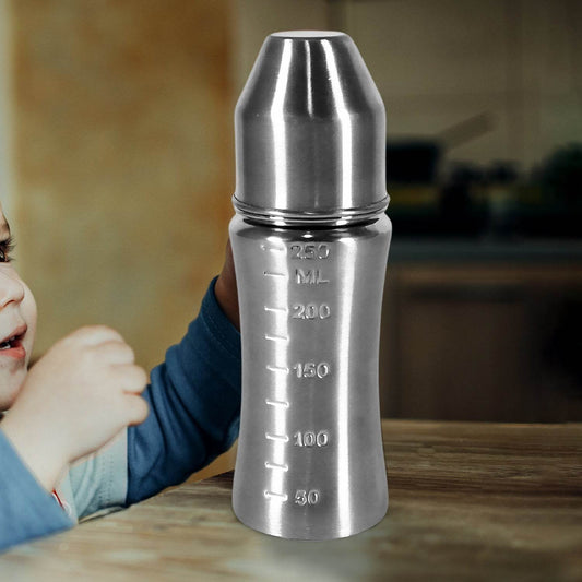 Ganesh Stainless Steel Baby Feeding Bottle, Milk Bottle for New Born / Infants / Toddler Up to 3 Years, BFA Free (250 ML Approx) - infinityexculsivestore.com