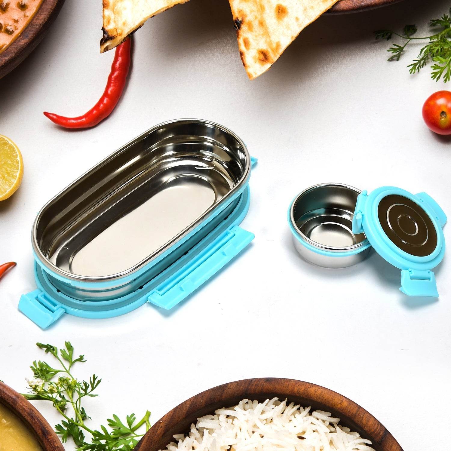Ganesh Stainless Steel Lunch Box & Container Set of 2 - infinityexculsivestore.com