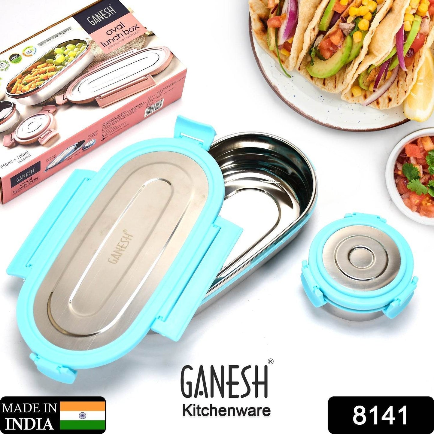Ganesh Stainless Steel Lunch Box & Container Set of 2 - infinityexculsivestore.com
