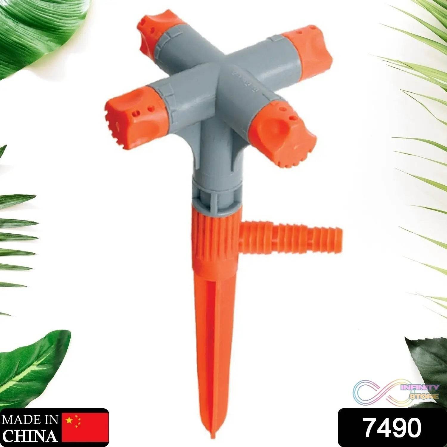 Garden Sprinkler 360° Rotating Adjustable Round 4 Arm Lawn Water Sprinkler for Watering Garden Plants / Pipe Hose Irrigation Yard Water Sprayer - infinityexculsivestore.com