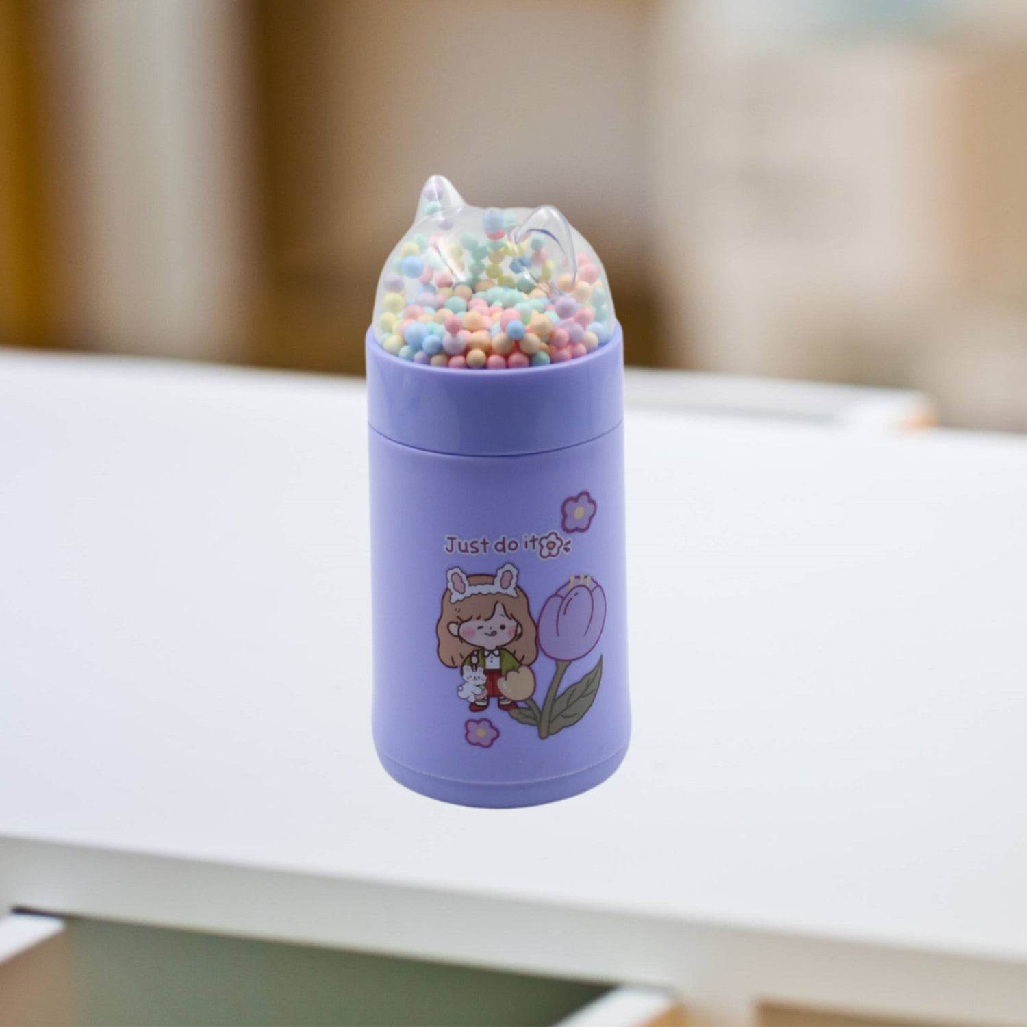Girl Glass Water Bottle for School with Kid Sparkle Strap Cat Lid Sequins Glitter Glass Cup Birthday Gift Children 350ml (MOQ :- 75 pc) - infinityexculsivestore.com