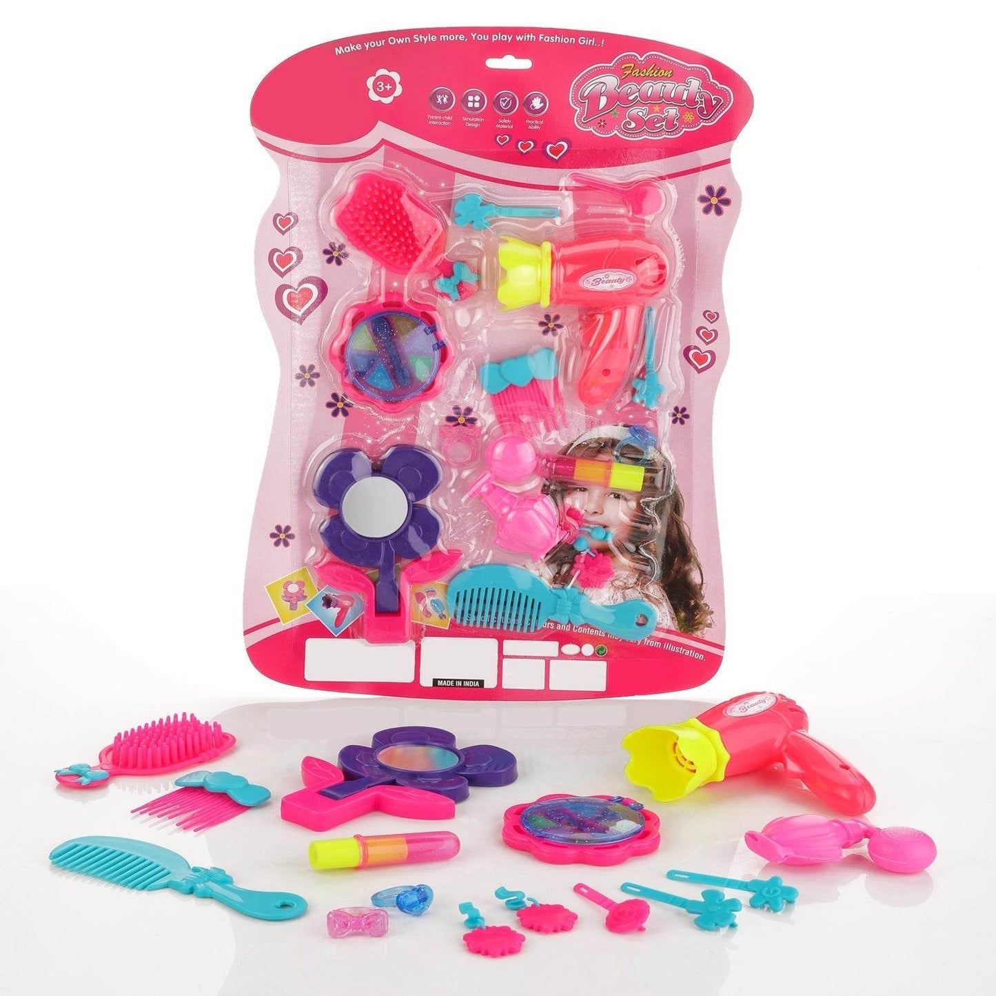 Girl's Bring Along Beauty Suitcase Makeup Vanity Toy (Multicolour) - infinityexculsivestore.com