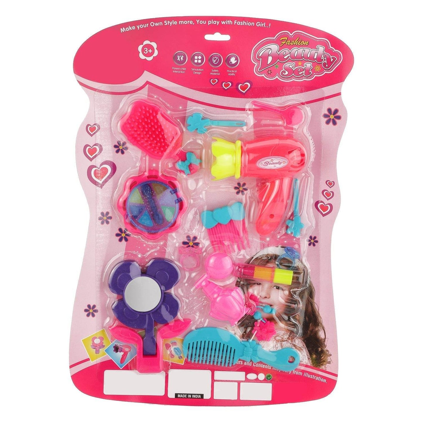 Girl's Bring Along Beauty Suitcase Makeup Vanity Toy (Multicolour) - infinityexculsivestore.com