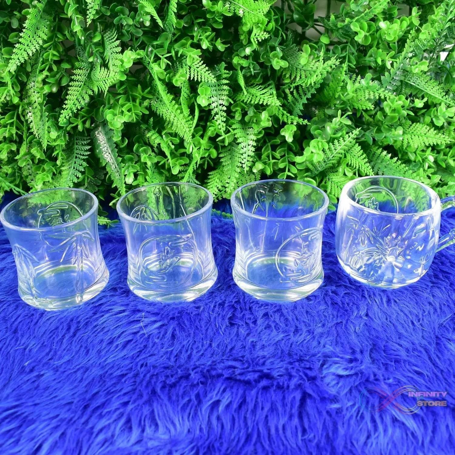 Glass 3 Pc Tumbler & 1 Pc Cup Set (4 Pcs Set) - infinityexculsivestore.com