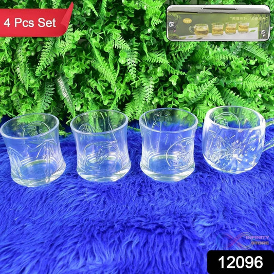 Glass 3 Pc Tumbler & 1 Pc Cup Set (4 Pcs Set) - infinityexculsivestore.com