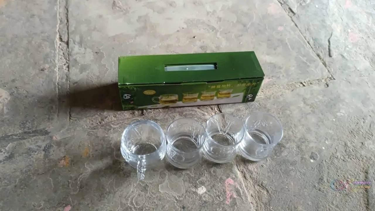 Glass 3 Pc Tumbler & 1 Pc Cup Set (4 Pcs Set) - infinityexculsivestore.com