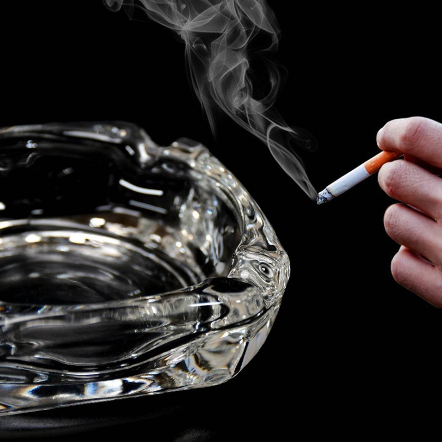 Glass Brunswick Crystal Quality Cigar Cigarette Ashtray Round Tabletop for Home Office Indoor Outdoor Home Decor - infinityexculsivestore.com