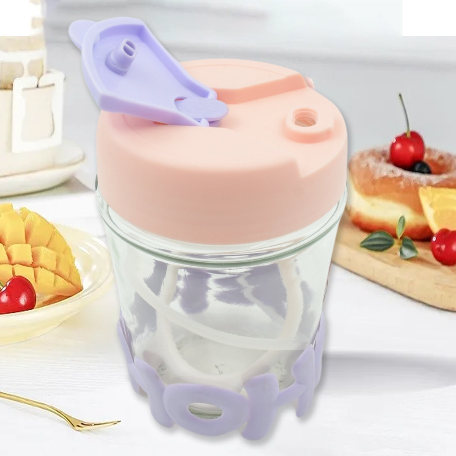 Printed Coffee Cup with Lid and Glass Cup for Tea and Coffee Mug, Set of 1, Glass Cappuccinos Cup, Espresso Cup, Big Juice Milk Cup,Green Tea Mug, portable alphabet water cups, high - value coffee cups 350 Ml - infinityexculsivestore.com