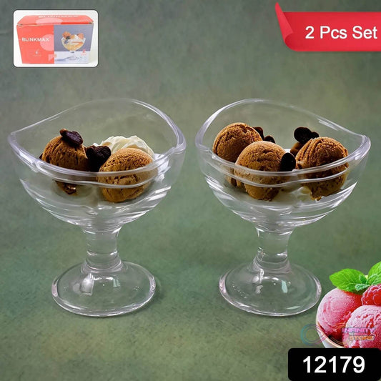 Glass Footed Dessert Bowl, Ice Cream Cup (2 Pcs Set) - infinityexculsivestore.com