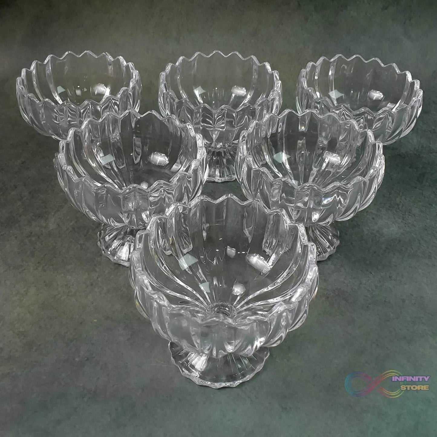 Glass Ice Cream Bowls Glass Dessert Cups for Sundae (6 pcs) - infinityexculsivestore.com