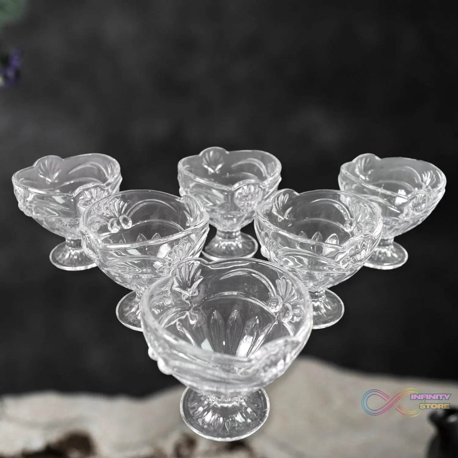 Glass Ice-Cream Cup Set, Home & Kitchen Serving or Dessert Cup (6 Pcs Set) - infinityexculsivestore.com