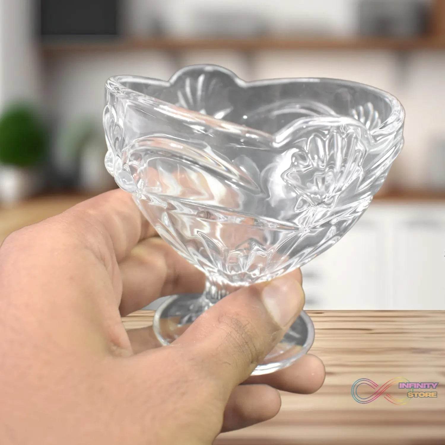 Glass Ice-Cream Cup Set, Home & Kitchen Serving or Dessert Cup (6 Pcs Set) - infinityexculsivestore.com