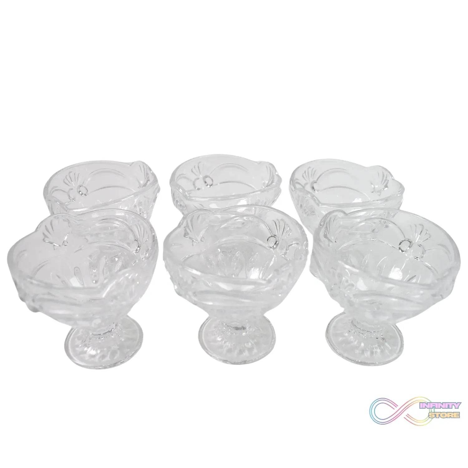 Glass Ice-Cream Cup Set, Home & Kitchen Serving or Dessert Cup (6 Pcs Set) - infinityexculsivestore.com