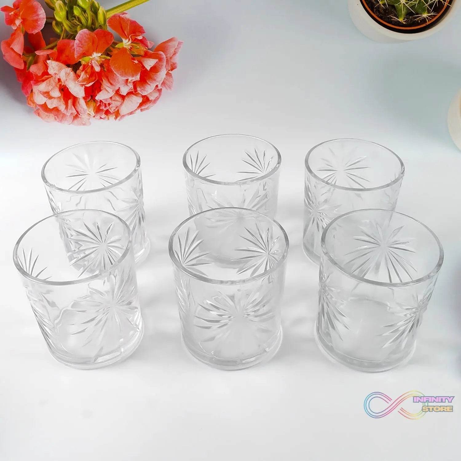 Glass Tumbler Set, Juice Glasses and Transparent Water (6 Pcs Set) - infinityexculsivestore.com