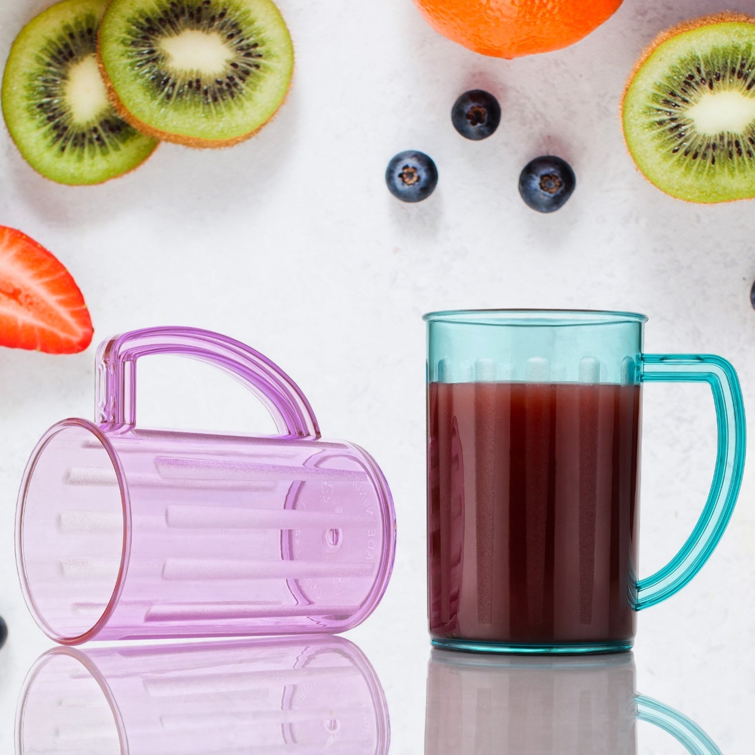 Stylish Juice Glass With Handle, Water Glass, Beer Glass, Milk Shake Glass, Multipurpose Glass Plastic Beer Mug, Unbreakable Beer Tasting Glasses, Clear Juice Glasses Suitable for Kids (2 pc) - infinityexculsivestore.com