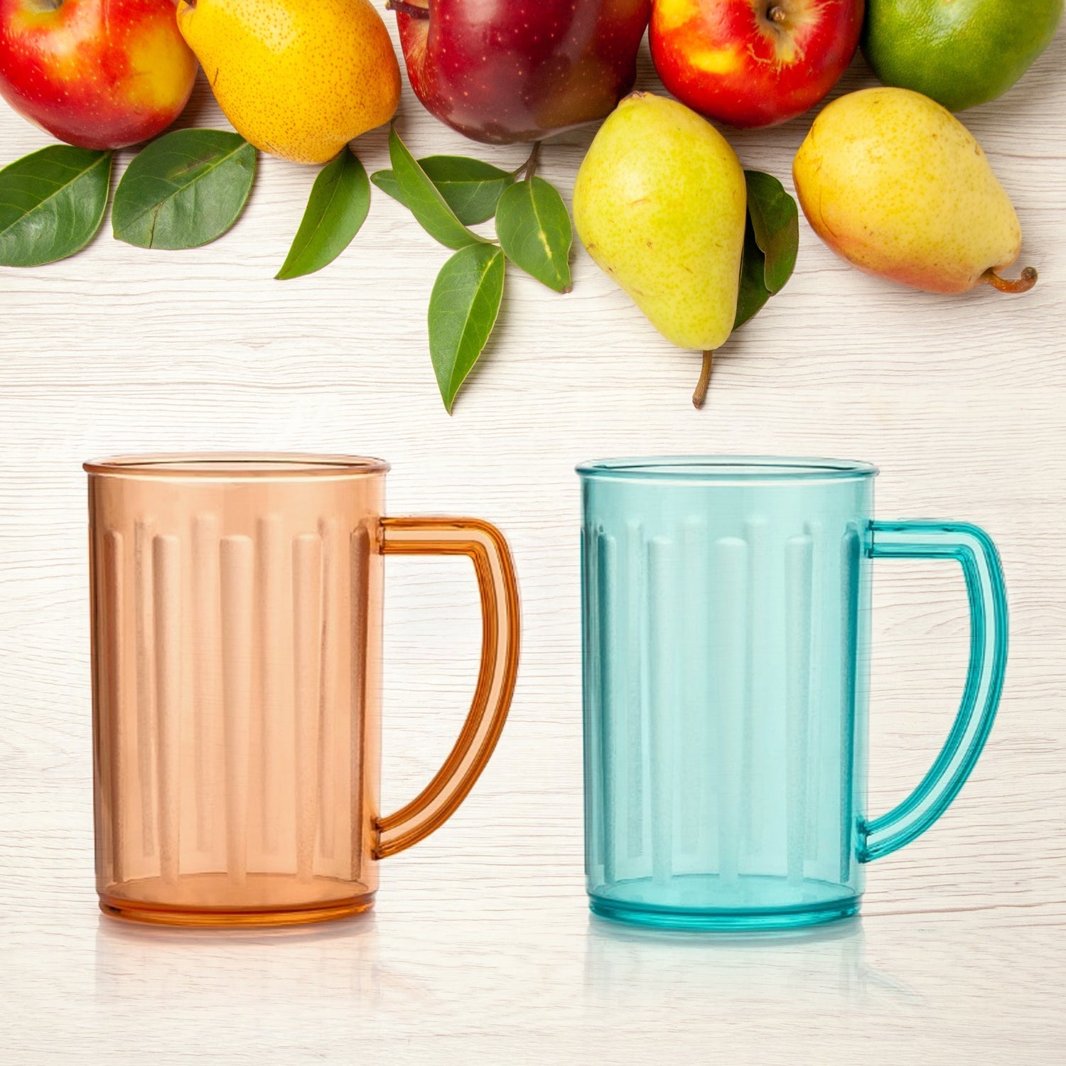 Stylish Juice Glass With Handle, Water Glass, Beer Glass, Milk Shake Glass, Multipurpose Glass Plastic Beer Mug, Unbreakable Beer Tasting Glasses, Clear Juice Glasses Suitable for Kids (2 pc) - infinityexculsivestore.com