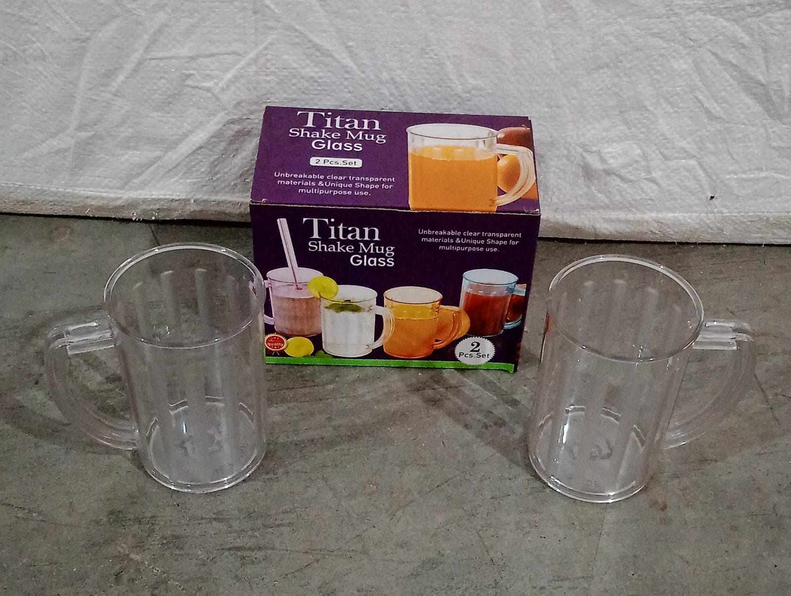 Stylish Juice Glass With Handle, Water Glass, Beer Glass, Milk Shake Glass, Multipurpose Glass Plastic Beer Mug, Unbreakable Beer Tasting Glasses, Clear Juice Glasses Suitable for Kids (2 pc) - infinityexculsivestore.com