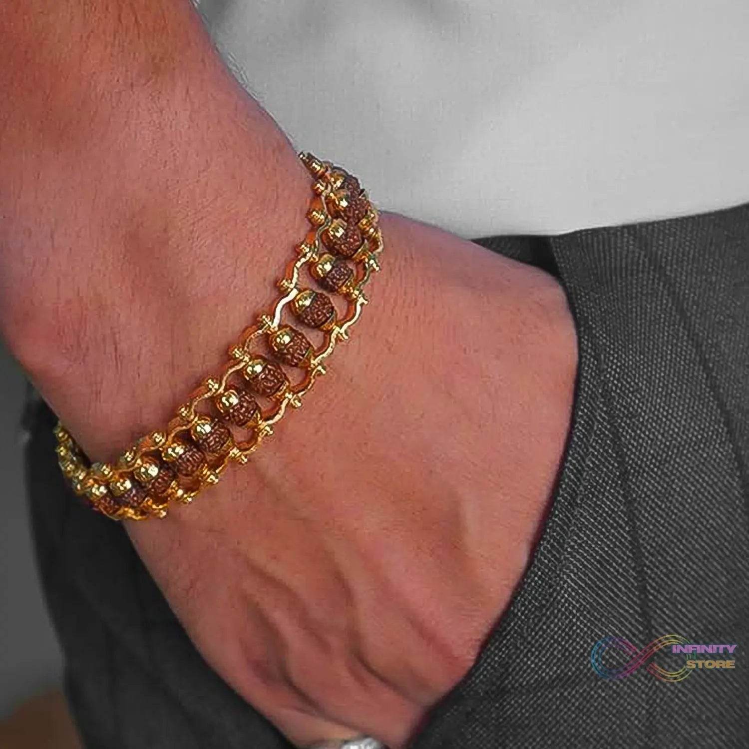Golden Modern Rudraksha Bracelet (1 Pc) - infinityexculsivestore.com
