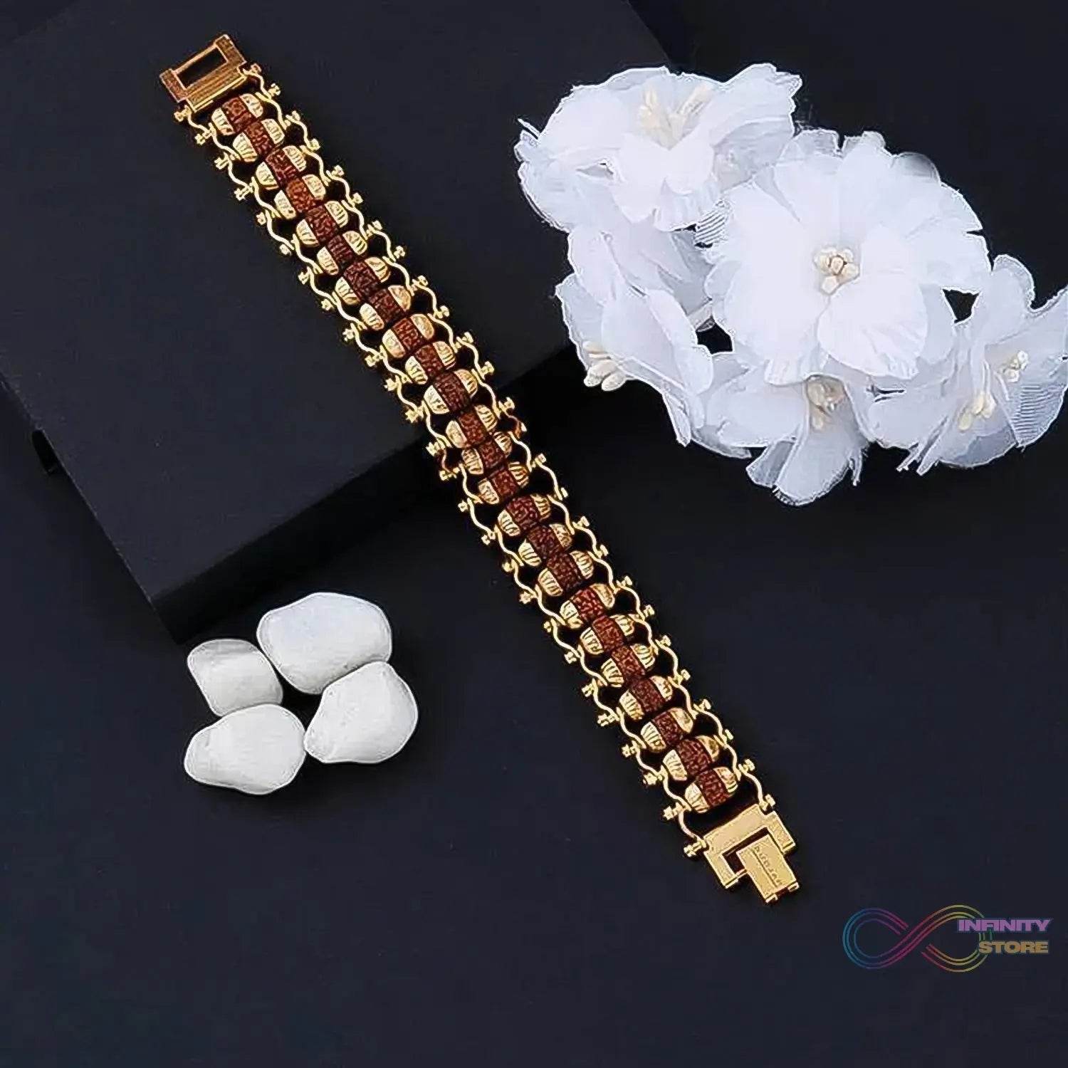Golden Modern Rudraksha Bracelet (1 Pc) - infinityexculsivestore.com